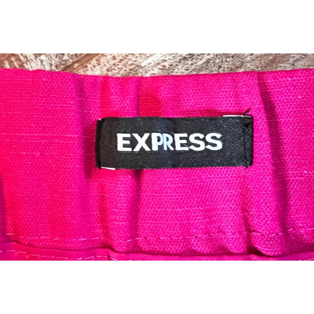Express Wide Leg High Rise Trouser Pants Linen Blend Pink 4R NWT Barbiecore - Picture 11 of 12